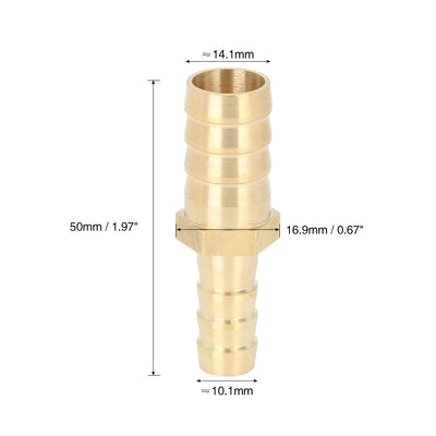 Harfington 14mm to 10mm Brass Barb Hose Fitting Straight Connector Adaptor