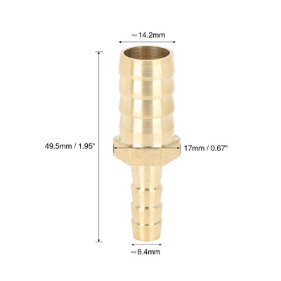 Harfington 14mm to 8mm Brass Barb Hose Fitting Straight Connector Adaptor
