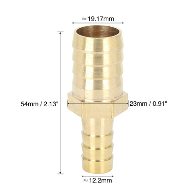 Harfington 19 mm bis 12 mm Messing-Schlauchanschluss, gerader Anschlussadapter