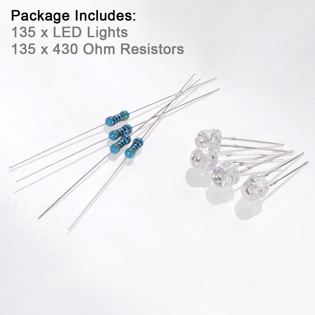 Harfington 135Set 5mm LED Diodes Kit with Resistors, 9 Colors Clear Straw Hat (for 6V-12V)