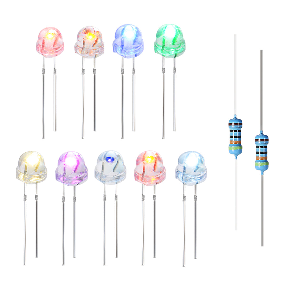 Harfington 135Set 5mm LED Diodes Kit with Resistors, 9 Colors Clear Straw Hat (for 6V-12V)