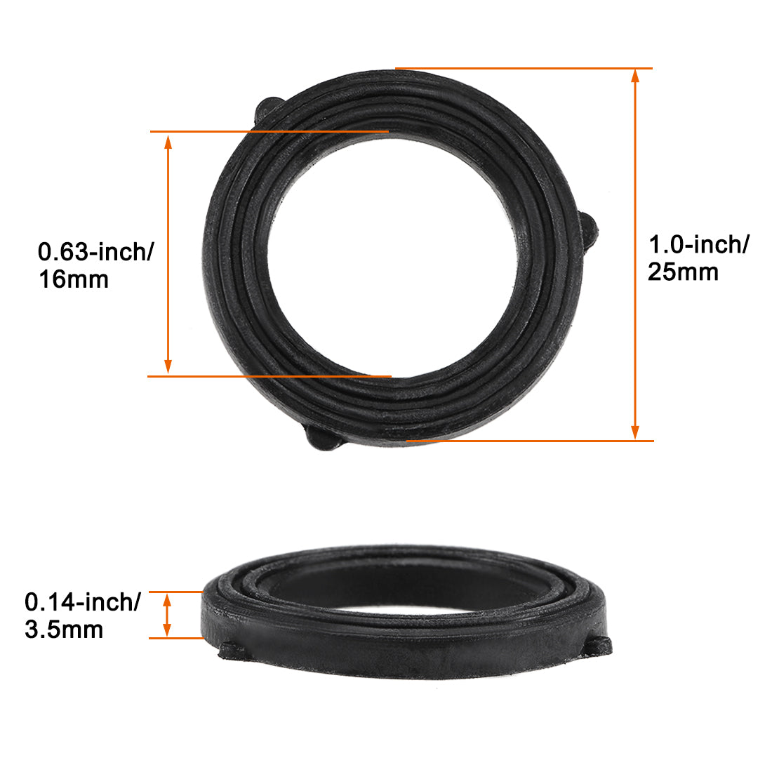 Harfington Nitrile Rubber Flat Washers 25mm OD 16mm ID 3.5mm Thickness with 3 Outer Tabs, for Faucet Pipe Water Hose, Pack of 10