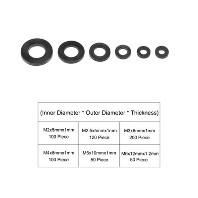 Harfington Nylon Flat Washers Assortment Kit M2 M2.5 M3 M4 M5 M6 with Case Seal Gasket for Faucet Pipe Water Hose, 620in1 Set