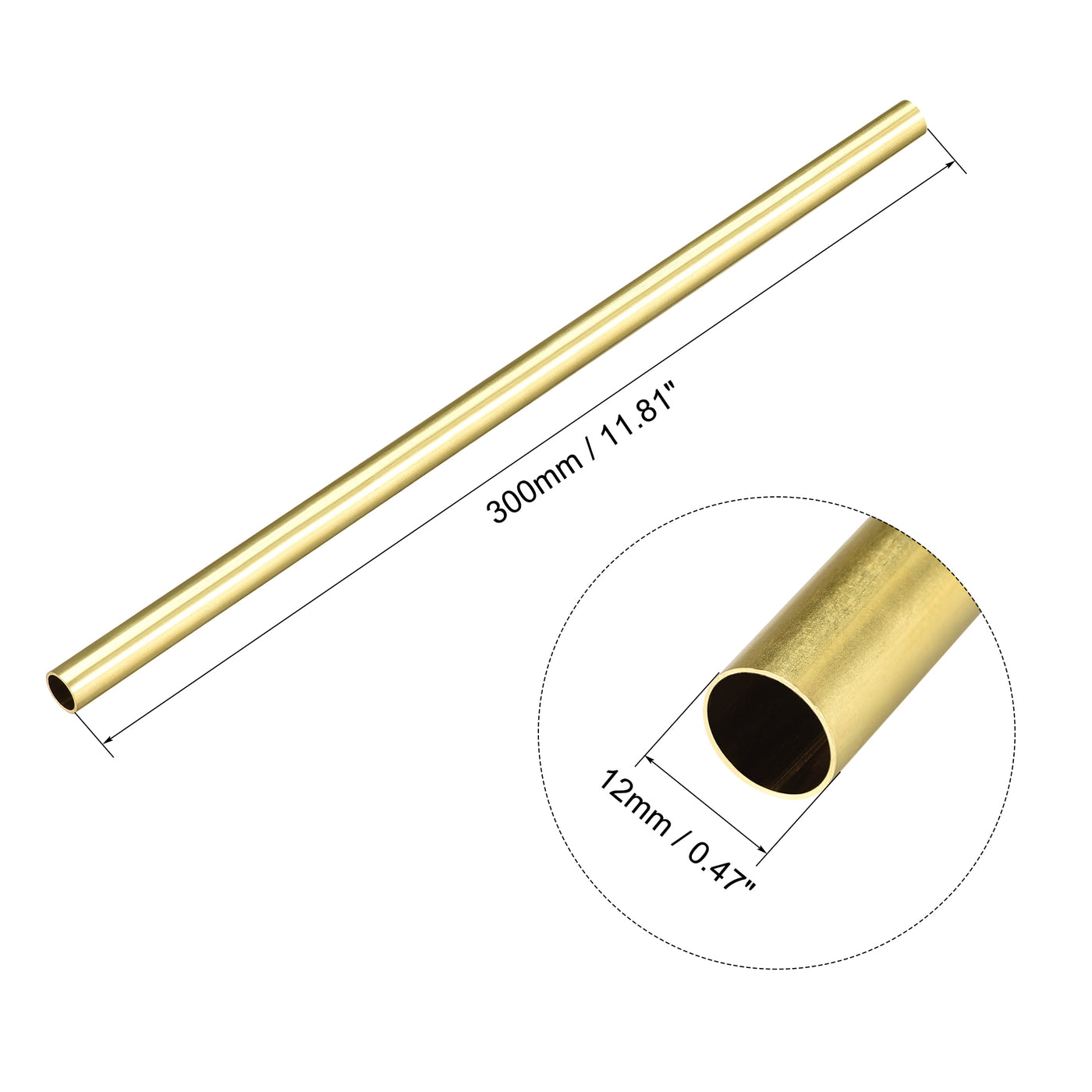 Harfington Brass Round Tube, Straight Pipe Tubing