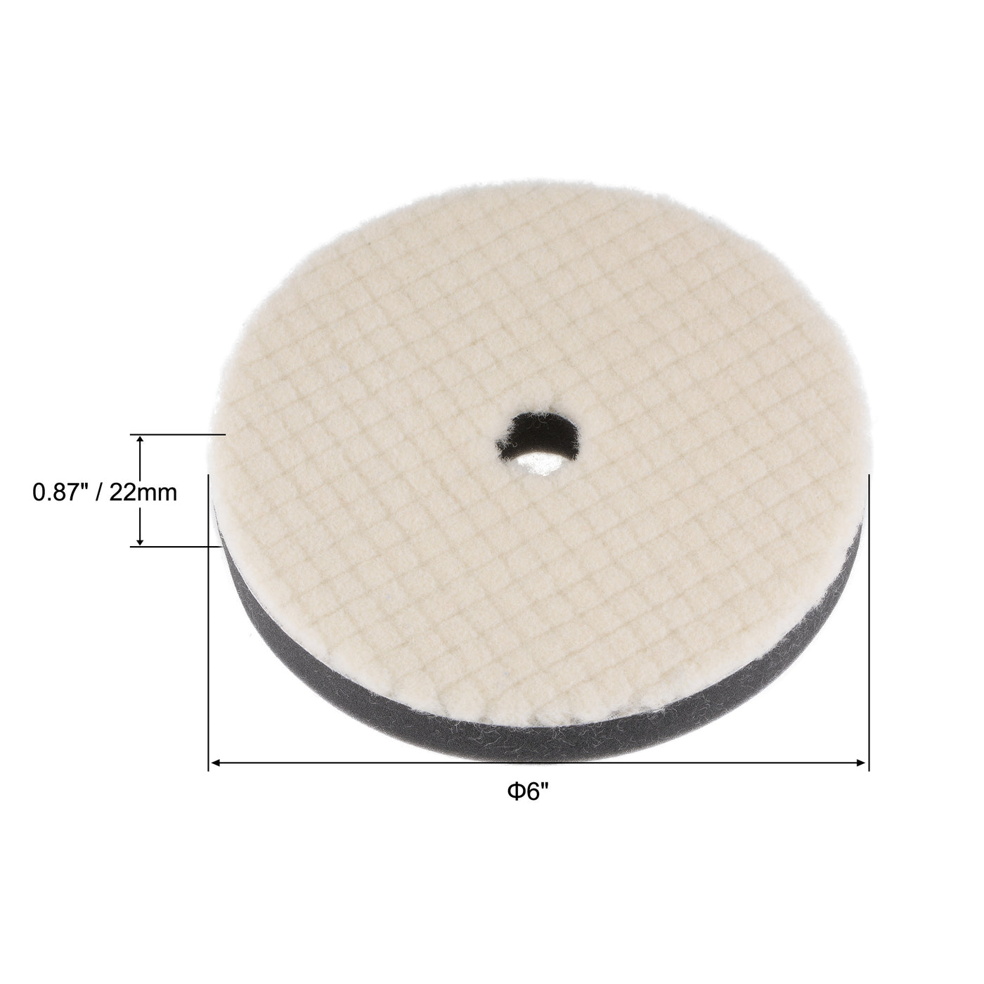 Harfington 6" Wool Felt Sponge Polishing Pad Hook and Loop with Hole Medium Polishing