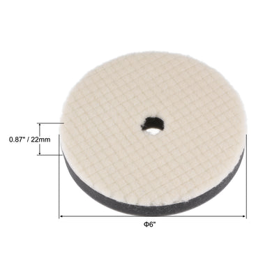 Harfington 6" Wool Felt Sponge Polishing Pad Hook and Loop with Hole Medium Polishing