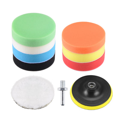 Harfington 5" Foam Polishing Kit 7 Sponge Pad 1 Wool Pad 1 Backing Pad w M10 Adpator
