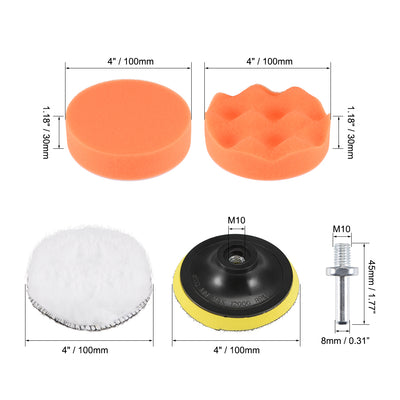 Harfington 4" Foam Drill Polishing Pad Kit, Flat and Waved Sponge Pads 10pcs