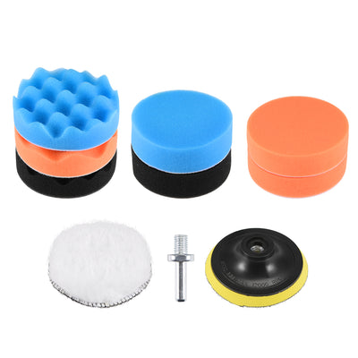 Harfington 4" Foam Drill Polishing Pad Kit, Flat and Waved Sponge Pads 10pcs