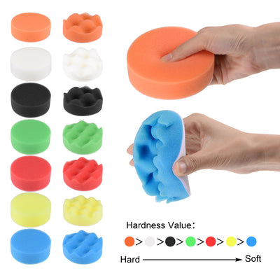 Harfington 3" Foam Drill Polishing Pad Kit Flat Sponge Pads for Boat 5pcs