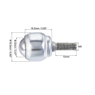 Harfington Ball Transfer Bearing Unit 12mm 17Lbs Carbon Steel Bolt-fixing Type for Transmission 4pcs