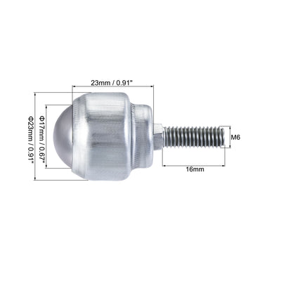 Harfington Ball Transfer Bearing Unit 17mm 44Lbs Carbon Steel Bolt-fixing Type for Transmission 6pcs