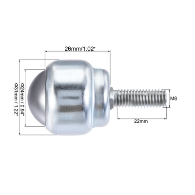Harfington Ball Transfer Bearing Unit 24mm 66Lbs Carbon Steel Bolt-fixing Type for Transmission 4pcs