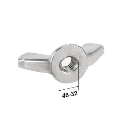 Harfington #6-32 Wing Nuts 304 Stainless Steel Shutters Butterfly Nut 6pcs