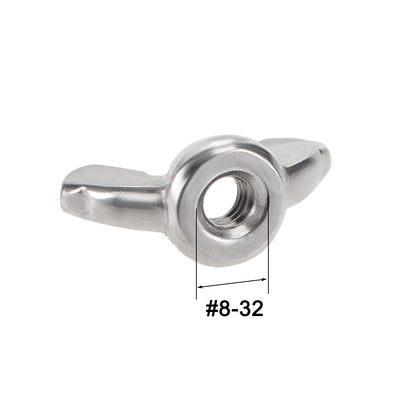 Harfington #8-32 Wing Nuts 304 Stainless Steel Shutters Butterfly Nut 6pcs