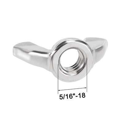 Harfington #5/16"-18 Wing Nuts 304 Stainless Steel Shutters Butterfly Nut 6pcs