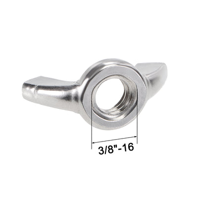 Harfington #3/8"-16 Wing Nuts 304 Stainless Steel Shutters Butterfly Nut 2pcs