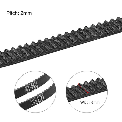 Harfington Timing Belt 752mm 784mm Circumference 6mm Width Closed for 3D Printer 2pcs