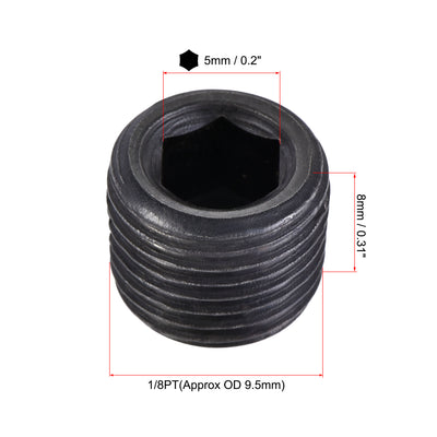 Harfington Carbon Steel Internal Hex Thread Socket Pipe Plug, PT Male Thread Black Pipe Cap, 20Pcs