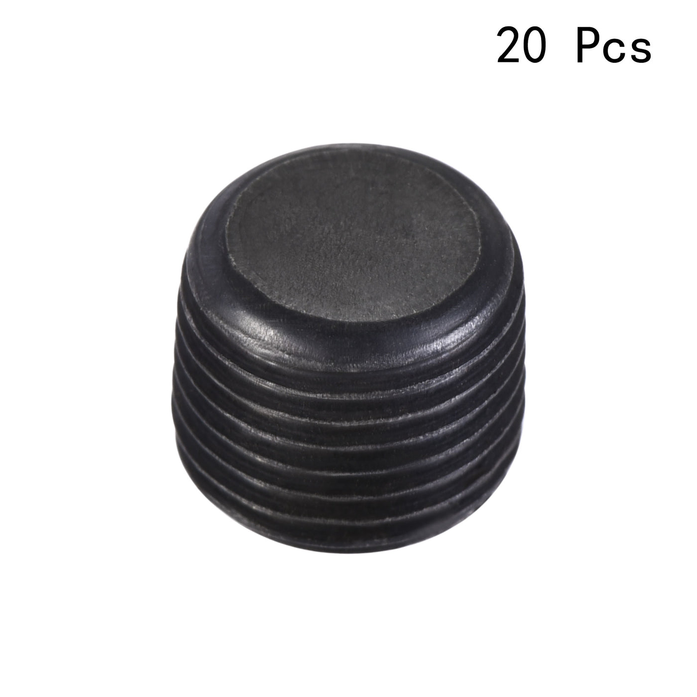 Harfington Carbon Steel Internal Hex Thread Socket Pipe Plug, PT Male Thread Black Pipe Cap, 20Pcs