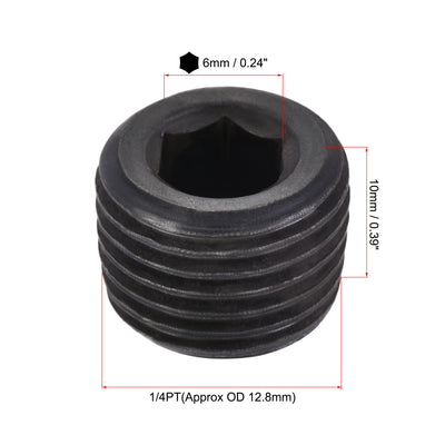 Harfington Carbon Steel Internal Hex Thread Socket Pipe Plug, PT Male Thread Black Pipe Cap, 20Pcs