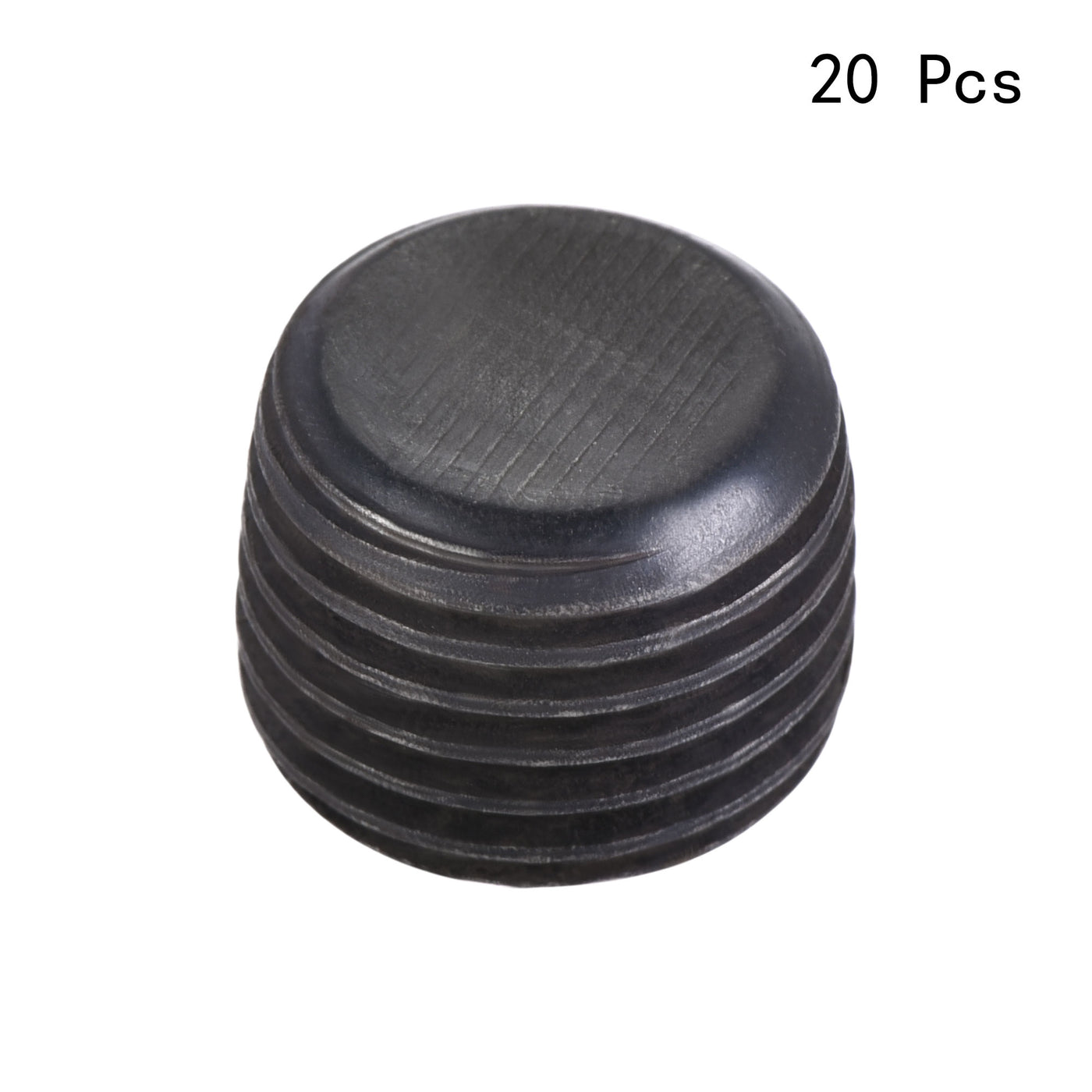 Harfington Carbon Steel Internal Hex Thread Socket Pipe Plug, PT Male Thread Black Pipe Cap, 20Pcs