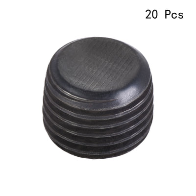 Harfington Carbon Steel Internal Hex Thread Socket Pipe Plug, PT Male Thread Black Pipe Cap, 20Pcs