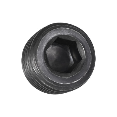 Harfington Carbon Steel Internal Hex Thread Socket Pipe Plug, PT Male Thread Black Pipe Cap, 20Pcs