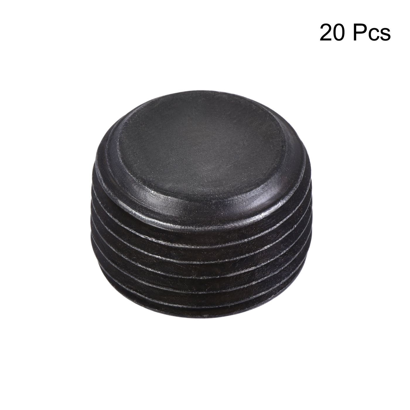 Harfington Carbon Steel Internal Hex Thread Socket Pipe Plug, PT Male Thread Black Pipe Cap, 20Pcs