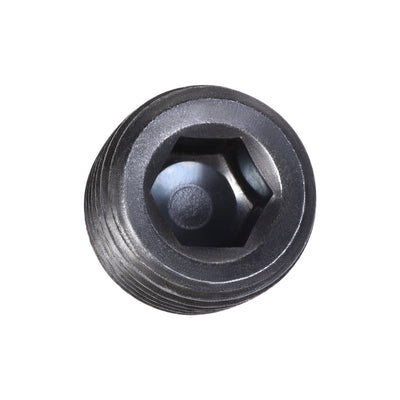 Harfington Carbon Steel Internal Hex Thread Socket Pipe Plug, PT Male Thread Black Pipe Cap, 20Pcs