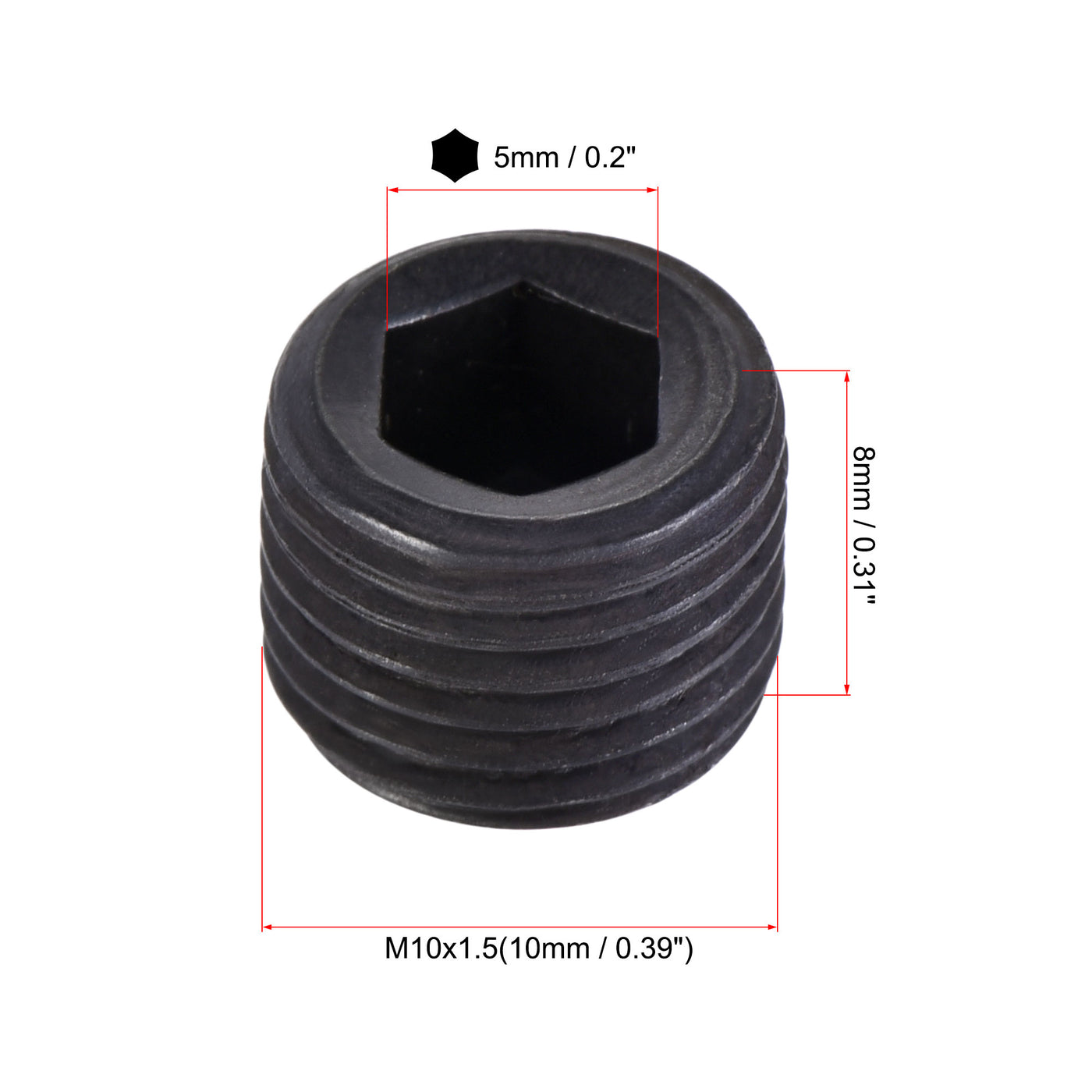 Harfington Carbon Steel Internal Hex Thread Socket Pipe Plug, M Male Thread Black Pipe Cap, 20Pcs