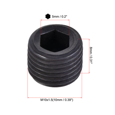 Harfington Carbon Steel Internal Hex Thread Socket Pipe Plug, M Male Thread Black Pipe Cap, 20Pcs
