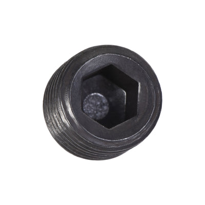 Harfington Carbon Steel Internal Hex Thread Socket Pipe Plug, M Male Thread Black Pipe Cap, 20Pcs
