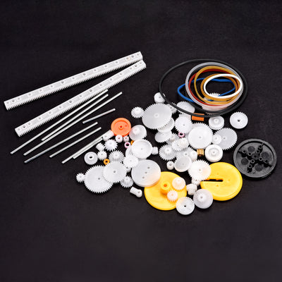 Harfington 130Pcs Plastic Gear Package Kit DIY Gear Assortment accessories set for Motor Car Robot Various Gear Axle Belt Bushings