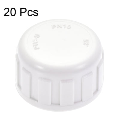 Harfington G Pipe Fitting Cap, PVC Female Thread Hose Connector, for Garden and Outdoor Water Pipes End, 20Pcs