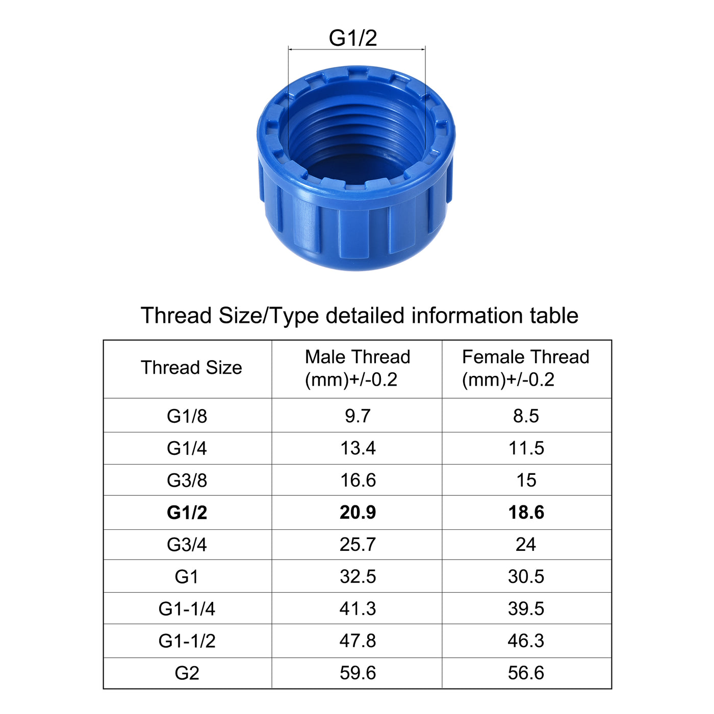 Harfington G Pipe Fitting Cap, PVC Female Thread Hose Connector, for Garden and Outdoor Water Pipes End, 20Pcs