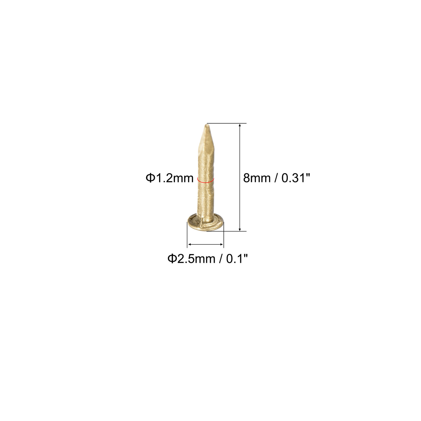 Harfington Small Tiny Brass Nails 1.2x8mm for DIY Decorative Pictures Wooden Boxes Household Accessories 80pcs