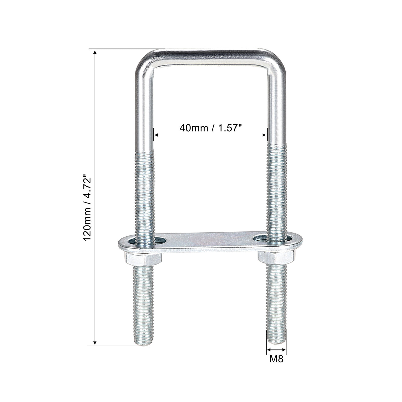 Harfington U Bolt Carbon Steel with Nuts Frame Plate Round Washers