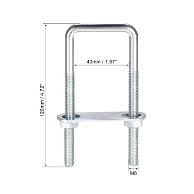 Harfington U Bolt Carbon Steel with Nuts Frame Plate Round Washers