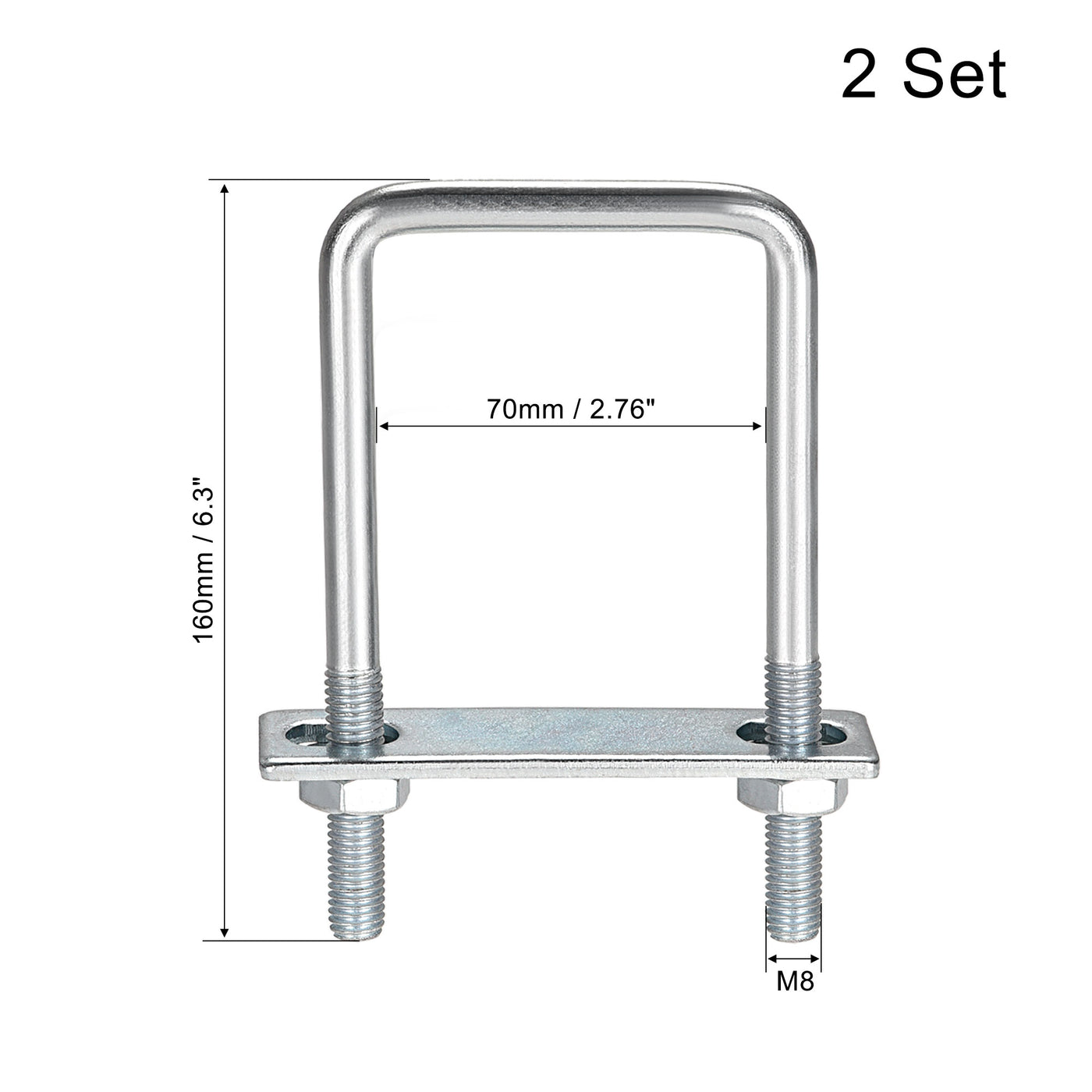 Harfington U-Bolts Carbon Steel with Nuts Frame Plate Round Washers