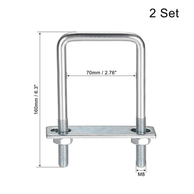 Harfington U-Bolts Carbon Steel with Nuts Frame Plate Round Washers