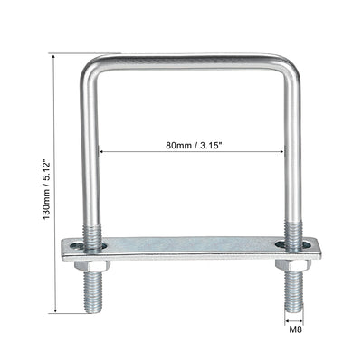 Harfington U Bolt Carbon Steel with Nuts Frame Plate Round Washers