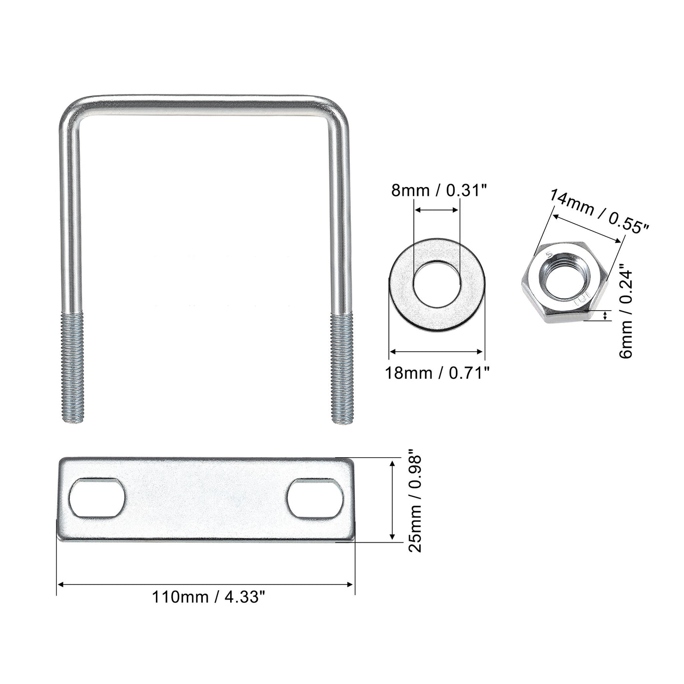 Harfington Carbon Steel Nuts Frame Plate U Bolt