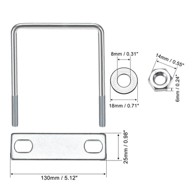 Harfington U Bolt Carbon Steel with Nuts Frame Plate Round Washers
