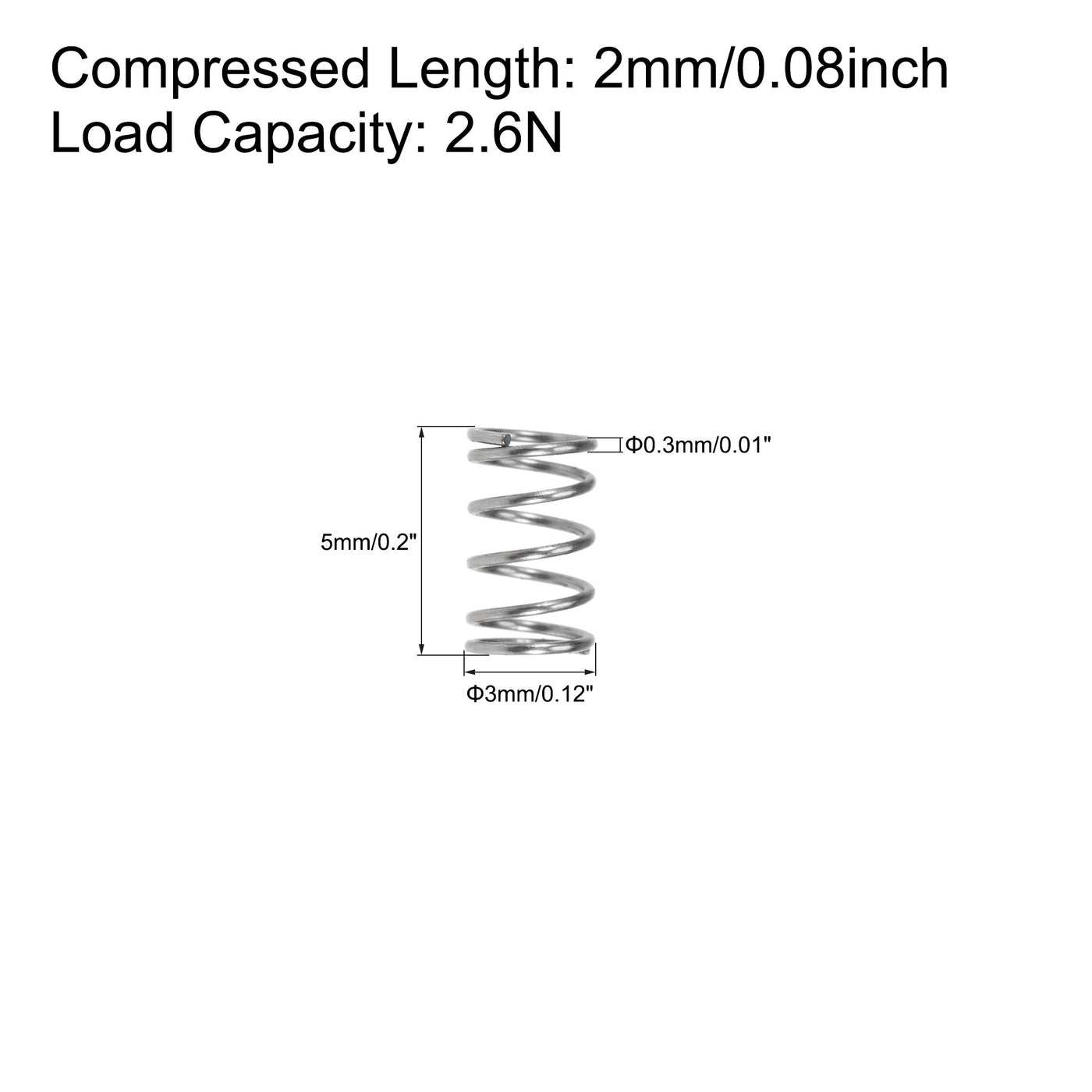uxcell Uxcell Compressed Spring, Free Length,2.6N Load Capacity,Gray,10pcs