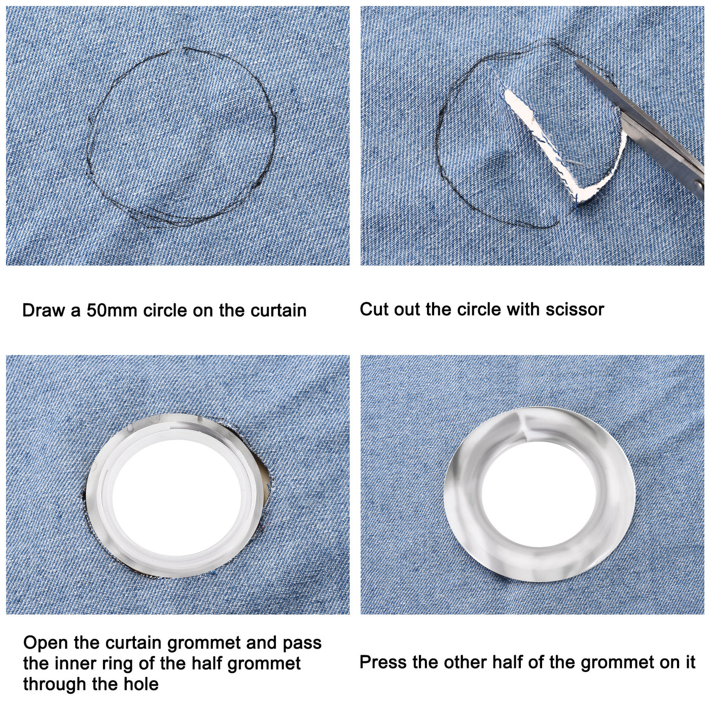 Harfington Curtain Grommets Curtain Eyelets Rings Home Window Decor