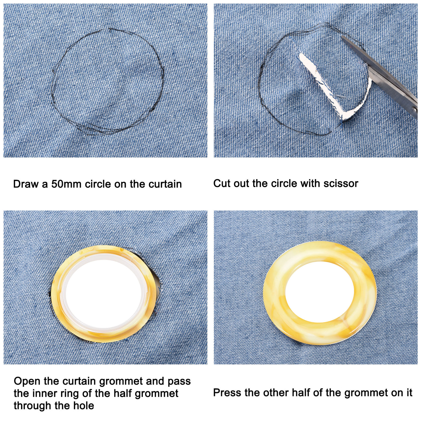 Harfington Curtain Grommets Curtain Eyelets Rings Home Window Decor