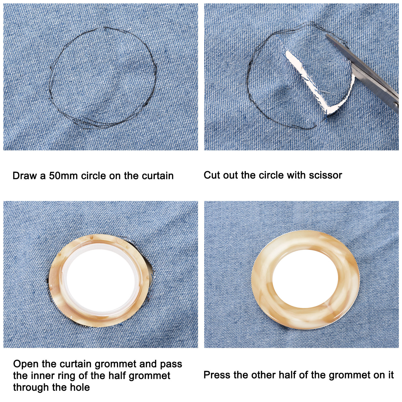 Harfington Curtain Grommets Curtain Eyelets Rings Home Window Decor