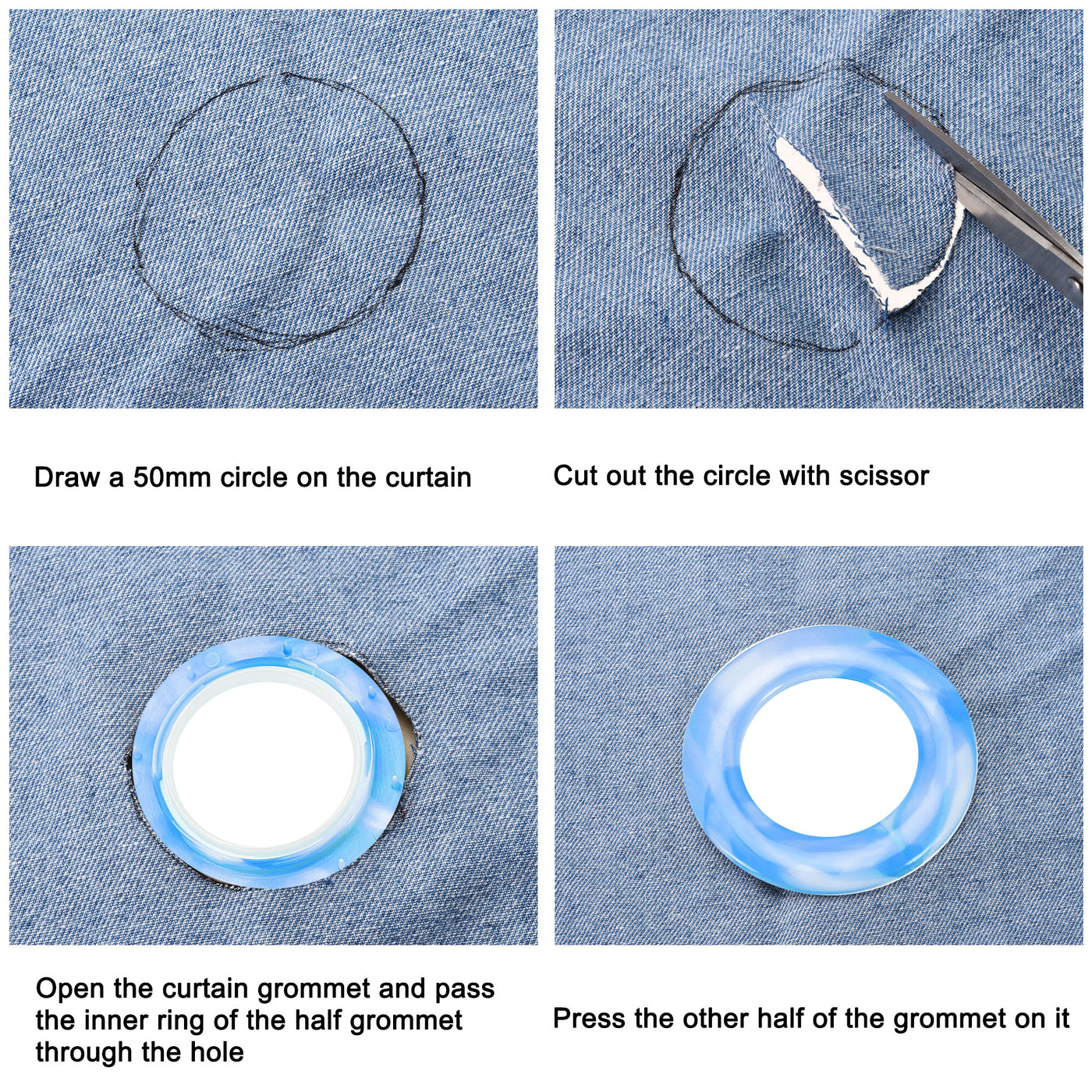 Harfington Curtain Grommets Curtain Eyelets Rings Home Window Decor