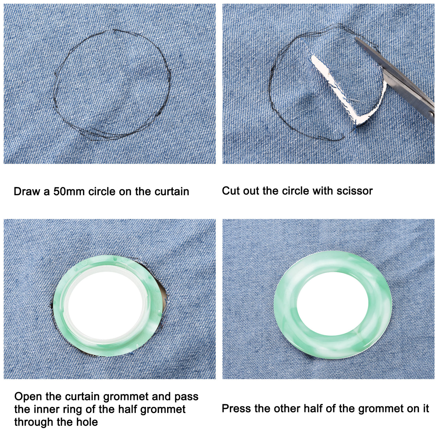 Harfington Curtain Grommets Curtain Eyelets Rings Home Window Decor